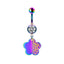 Colorful Floral & Animal Stainless Steel Belly Ring Set with Rhinestones