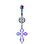 Colorful Floral & Animal Stainless Steel Belly Ring Set with Rhinestones