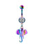 Colorful Floral & Animal Stainless Steel Belly Ring Set with Rhinestones