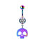 Colorful Floral & Animal Stainless Steel Belly Ring Set with Rhinestones