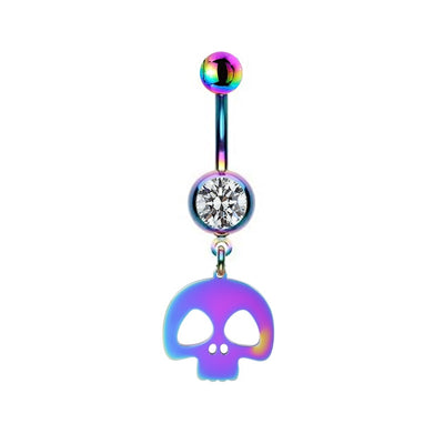 Colorful Floral & Animal Stainless Steel Belly Ring Set with Rhinestones