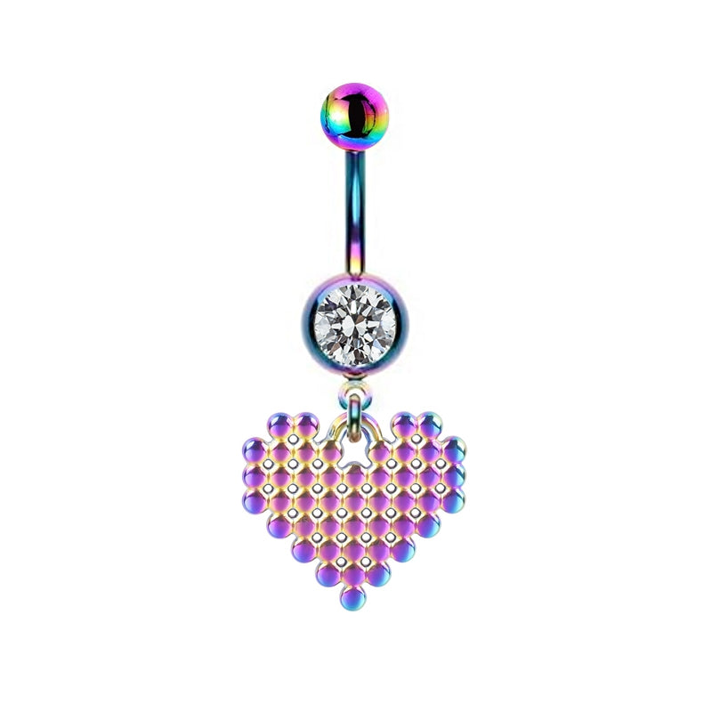 Colorful Floral & Animal Stainless Steel Belly Ring Set with Rhinestones