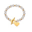 Baroque Heart & Love Flower Stainless Steel Pearl Bracelet - Modern Niche Design