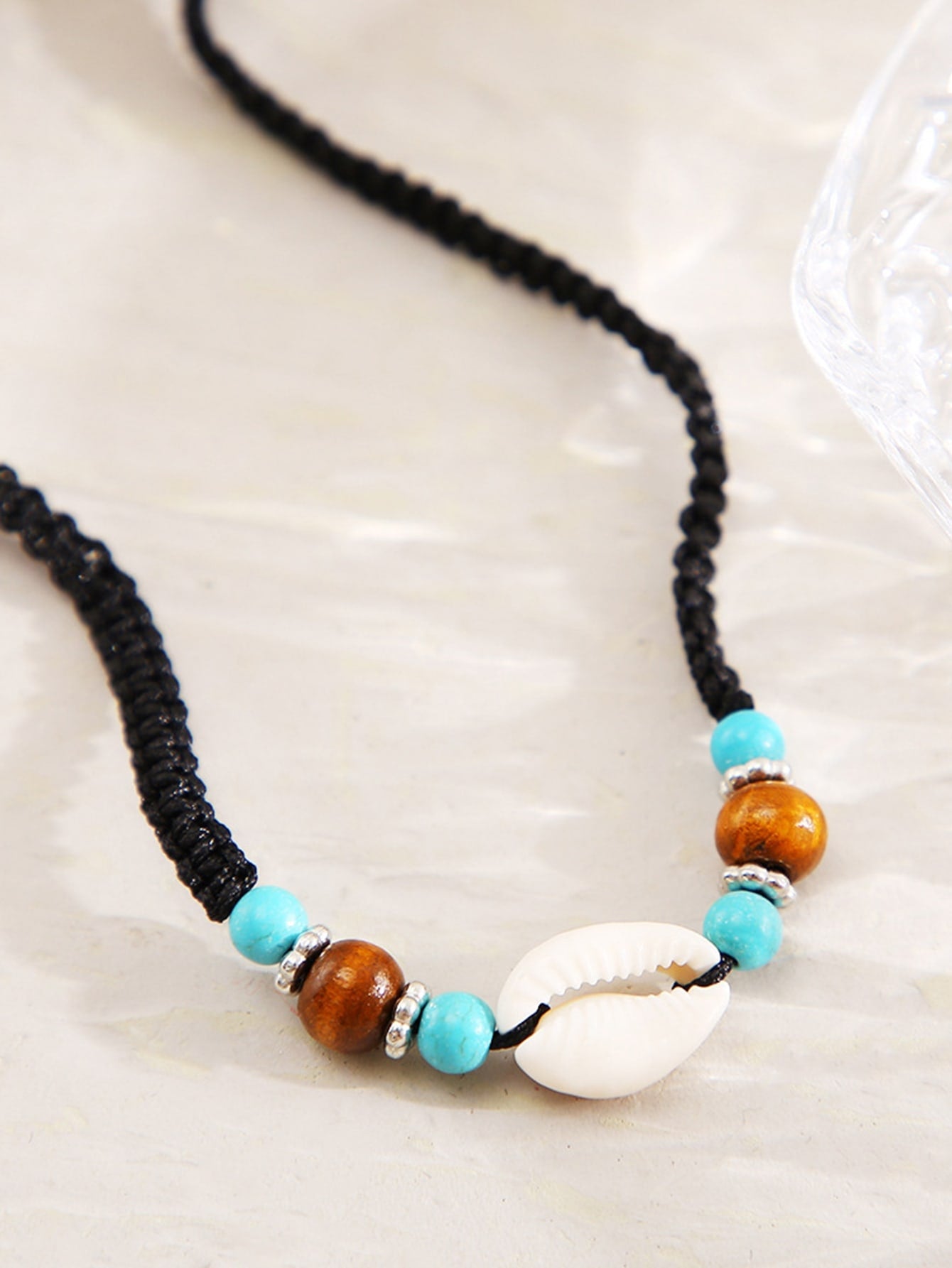 Bohemian Handmade Turquoise Shell Beaded Rope Necklace