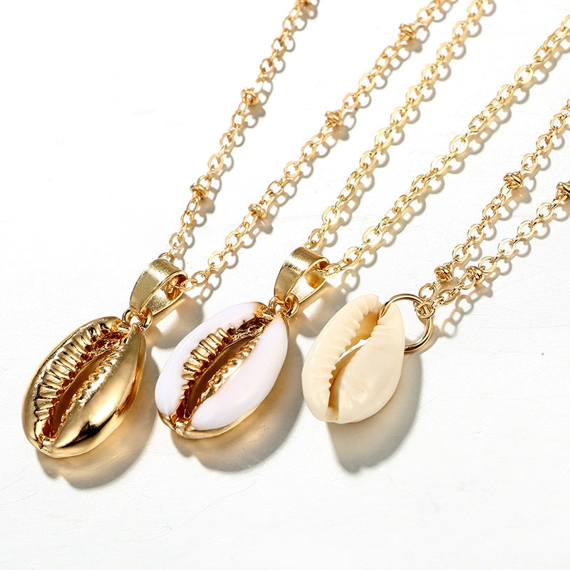 Casual Beach Shell Shell Metal Wholesale Three Layer Necklace