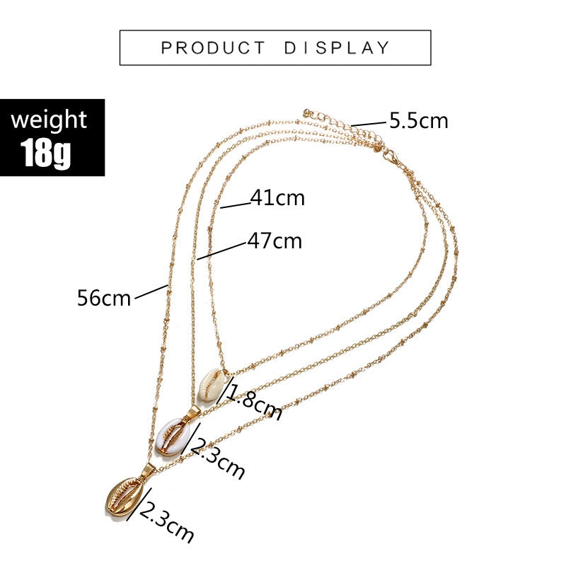 Casual Beach Shell Shell Metal Wholesale Three Layer Necklace