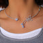 Casual Butterfly Rhinestone Geometric Choker Necklace for Women