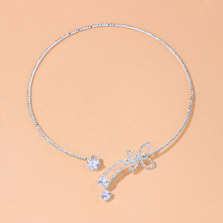 Casual Butterfly Rhinestone Geometric Choker Necklace for Women