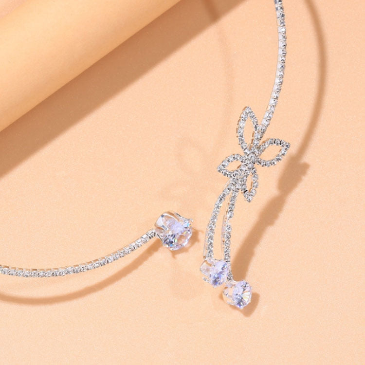 Casual Butterfly Rhinestone Geometric Choker Necklace for Women