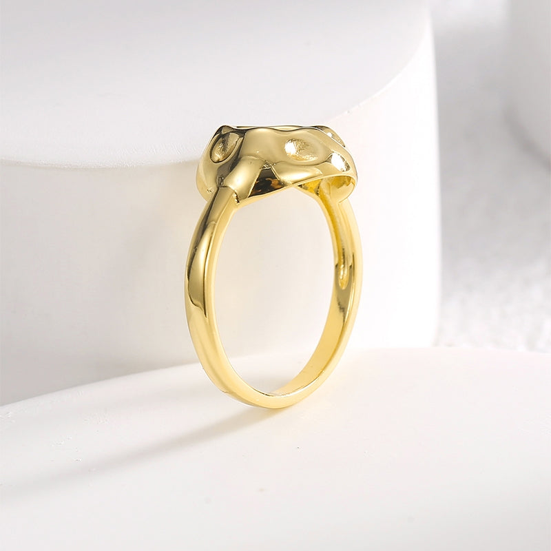 Casual Geometric Irregular 18k Gold Plated Wide Band Ring