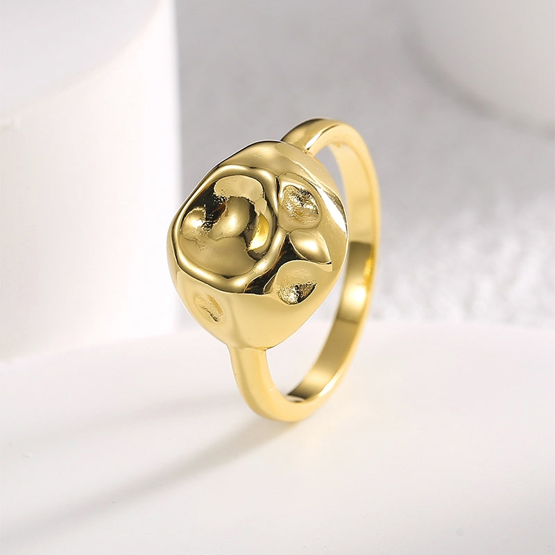 Casual Geometric Irregular 18k Gold Plated Wide Band Ring