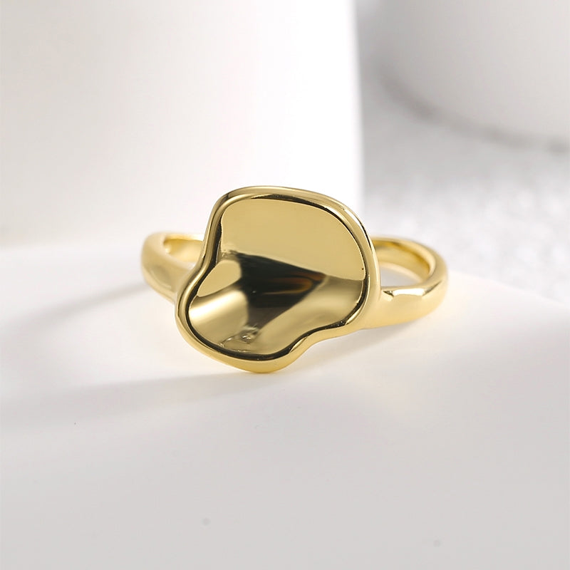 Casual Geometric Irregular 18k Gold Plated Wide Band Ring