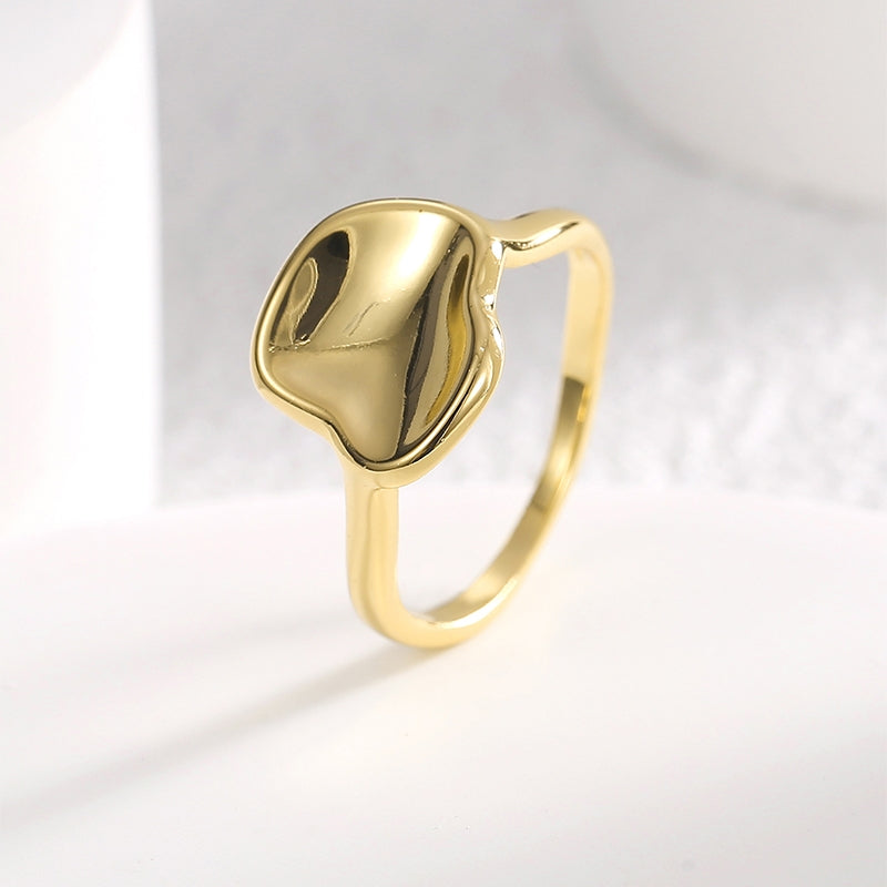 Casual Geometric Irregular 18k Gold Plated Wide Band Ring