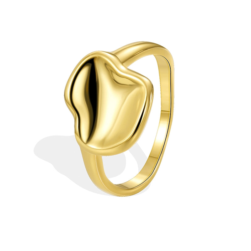 Casual Geometric Irregular 18k Gold Plated Wide Band Ring