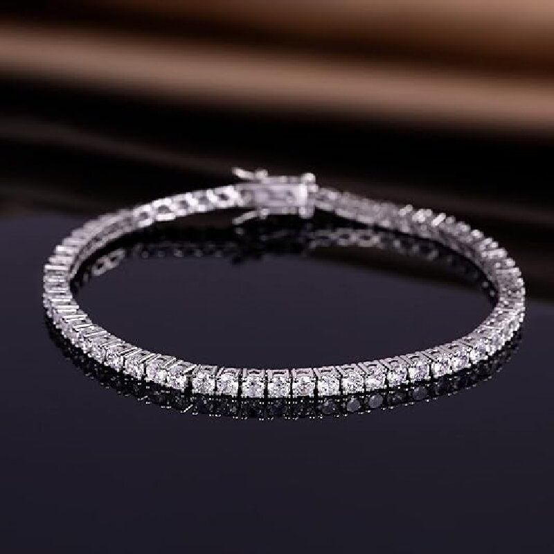 18k Gold Plated Zircon Tennis Bracelet with Rhodium Finish