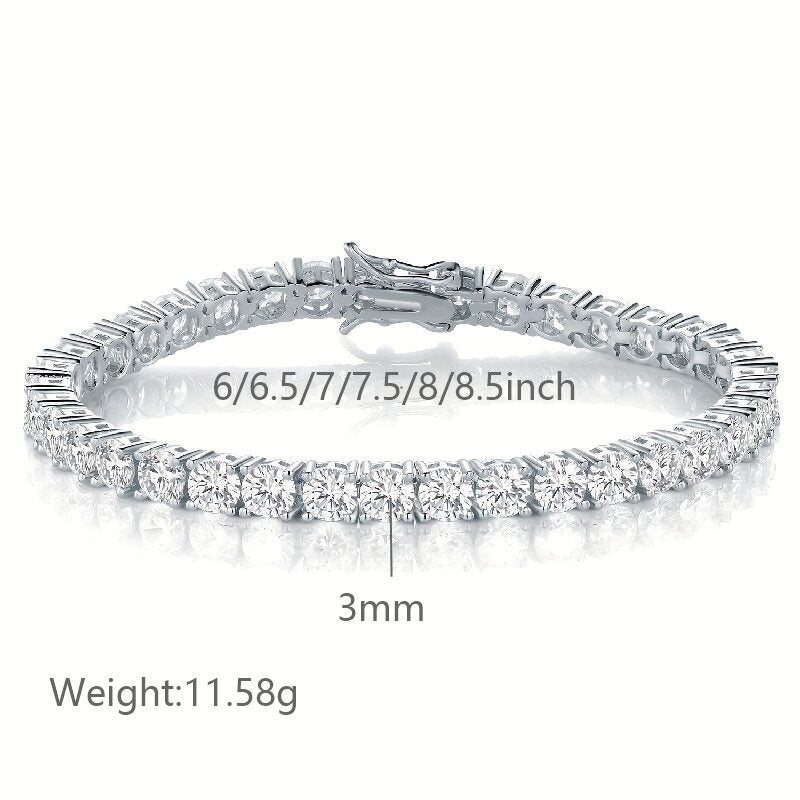 18k Gold Plated Zircon Tennis Bracelet with Rhodium Finish