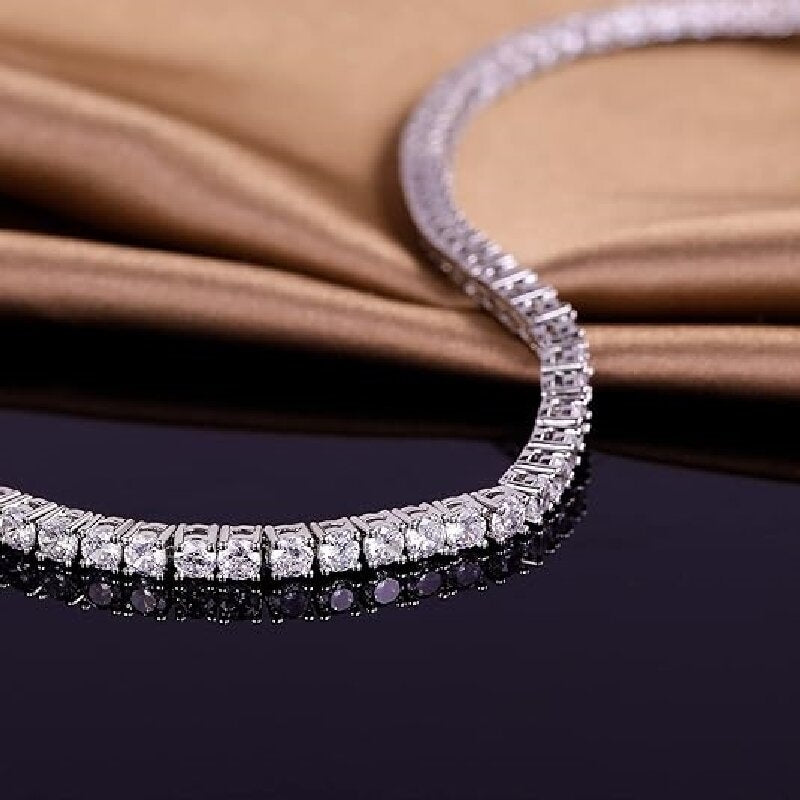 18k Gold Plated Zircon Tennis Bracelet with Rhodium Finish