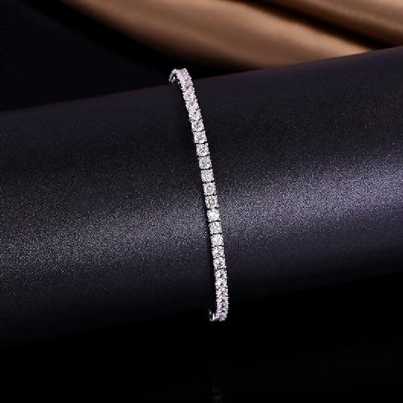 18k Gold Plated Zircon Tennis Bracelet with Rhodium Finish