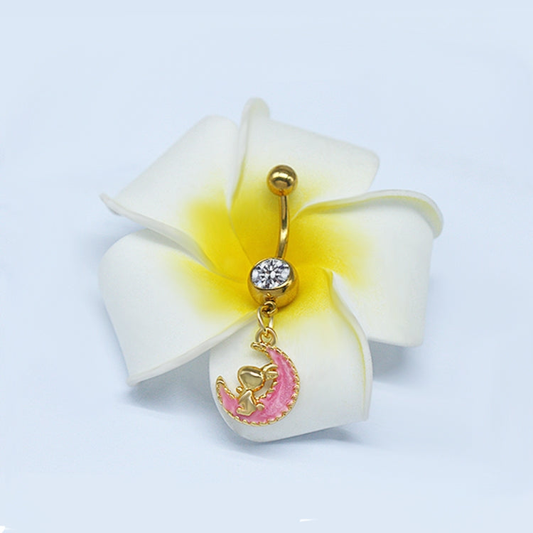 Sunflower Starry Sky Zircon Moon Belly Ring - Stainless Steel & Gold Plated Navel Jewelry