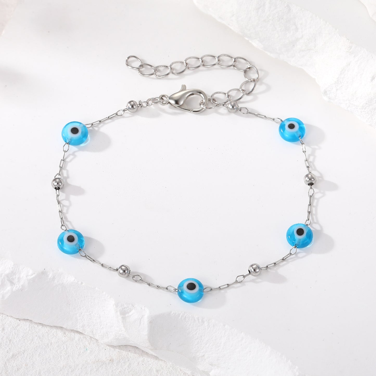 Devil's Eye Resin Pearl Bracelet with Metal Eye Pendant - Women's Jewelry