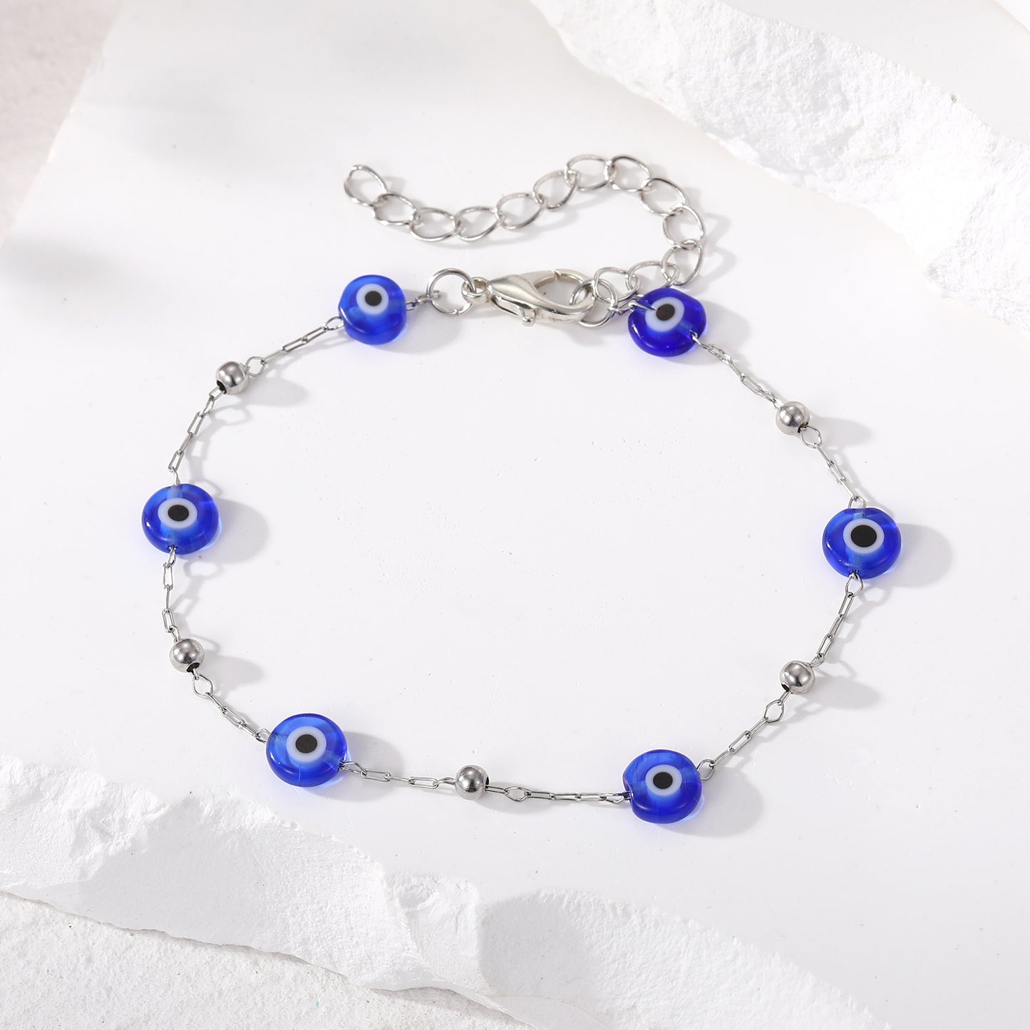 Devil's Eye Resin Pearl Bracelet with Metal Eye Pendant - Women's Jewelry