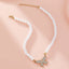 Elegant Butterfly Pearl Rhinestone Pendant Necklace for Women