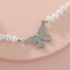 Elegant Butterfly Pearl Rhinestone Pendant Necklace for Women