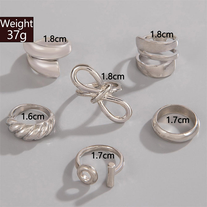 Elegant Geometric Alloy Open Rings Set - Creative Gold Hand Design