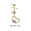 Elegant Heart Floral Zircon Belly Button Ring with Rhinestones and Gold Plating