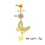 Elegant Heart Floral Zircon Belly Button Ring with Rhinestones and Gold Plating