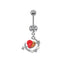 Elegant Heart Floral Zircon Belly Button Ring with Rhinestones and Gold Plating