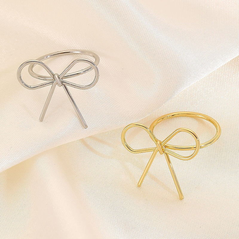 Elegant Bow Knot Alloy Women's Ring - Minimalist Crossover Design