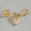 Elegant Pearl Inlay Lip Design Women's Ring Set - Vintage Gold Spiral Pattern Trio