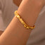 Elegant Wave Pattern 18K Gold Plated Stainless Steel Bangle Bracelet for Women