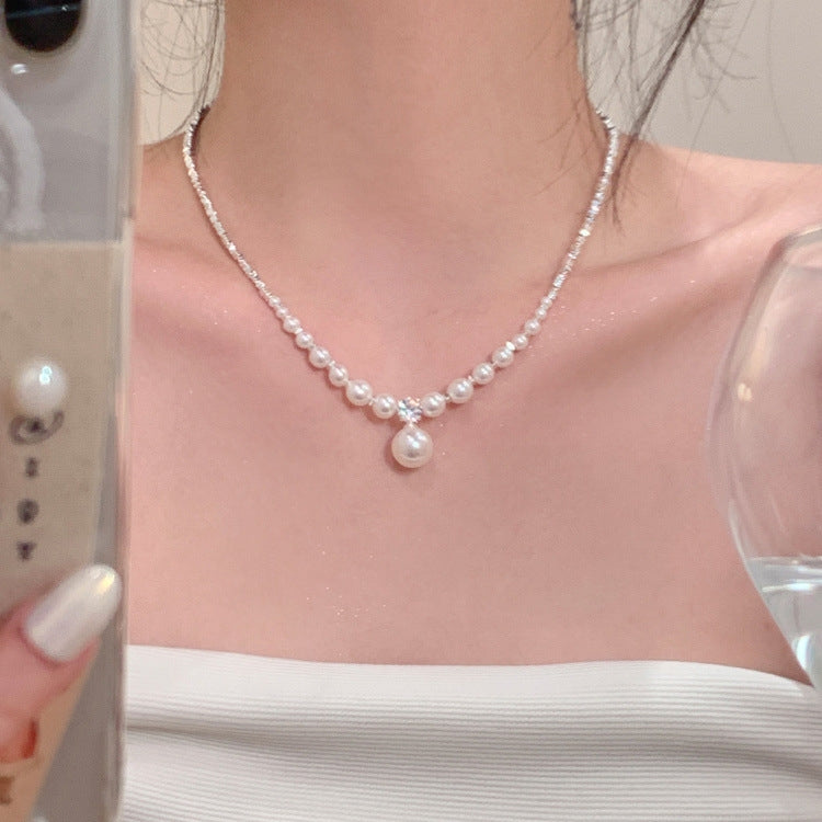 Elegant Rhinestone Pearl Pendant Necklace for Women