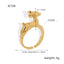 Elegant Geometric Deer Design 18K Gold Plated Copper Open Ring