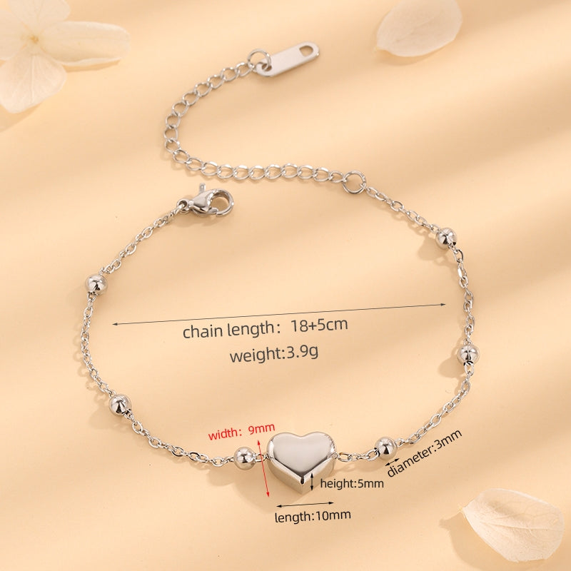 Elegant Heart-Shaped Titanium Steel Gold-Plated Bracelet - Trendy Hip-Hop Style with Hollow Love Design