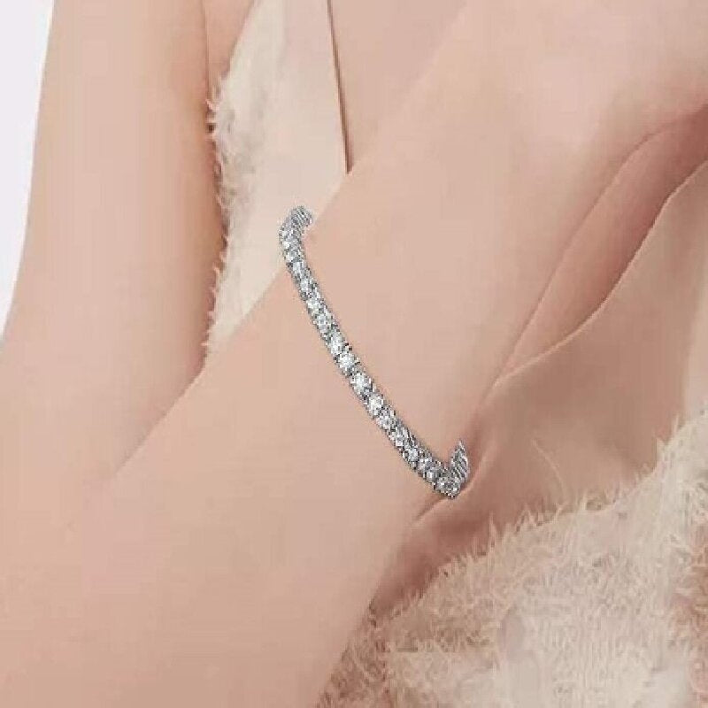 Casual Elegant 18k Gold Plated Zircon Tennis Bracelet with Spring Clasp