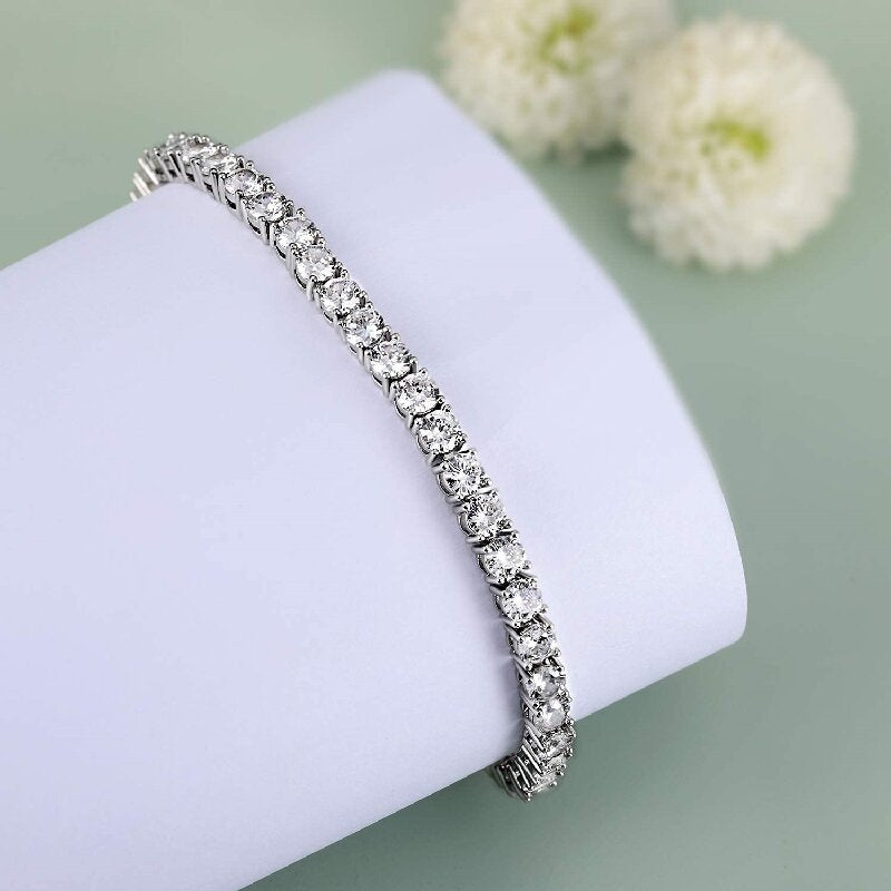 Casual Elegant 18k Gold Plated Zircon Tennis Bracelet with Spring Clasp