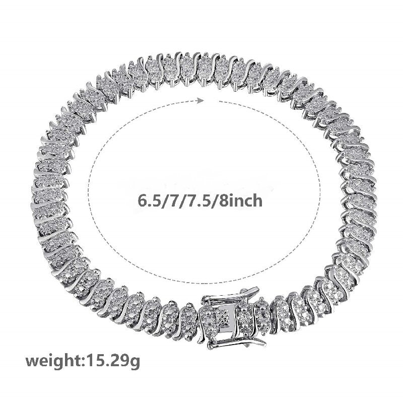 Elegant Zircon Inlay 18K Gold & White Gold Plated Tennis Bracelet