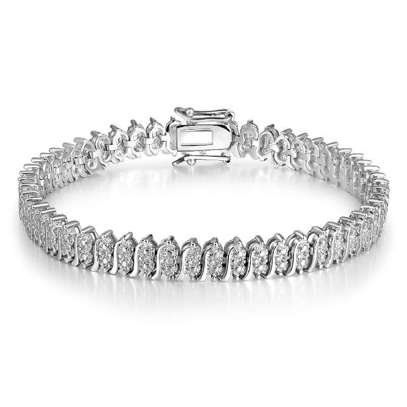 Elegant Zircon Inlay 18K Gold & White Gold Plated Tennis Bracelet