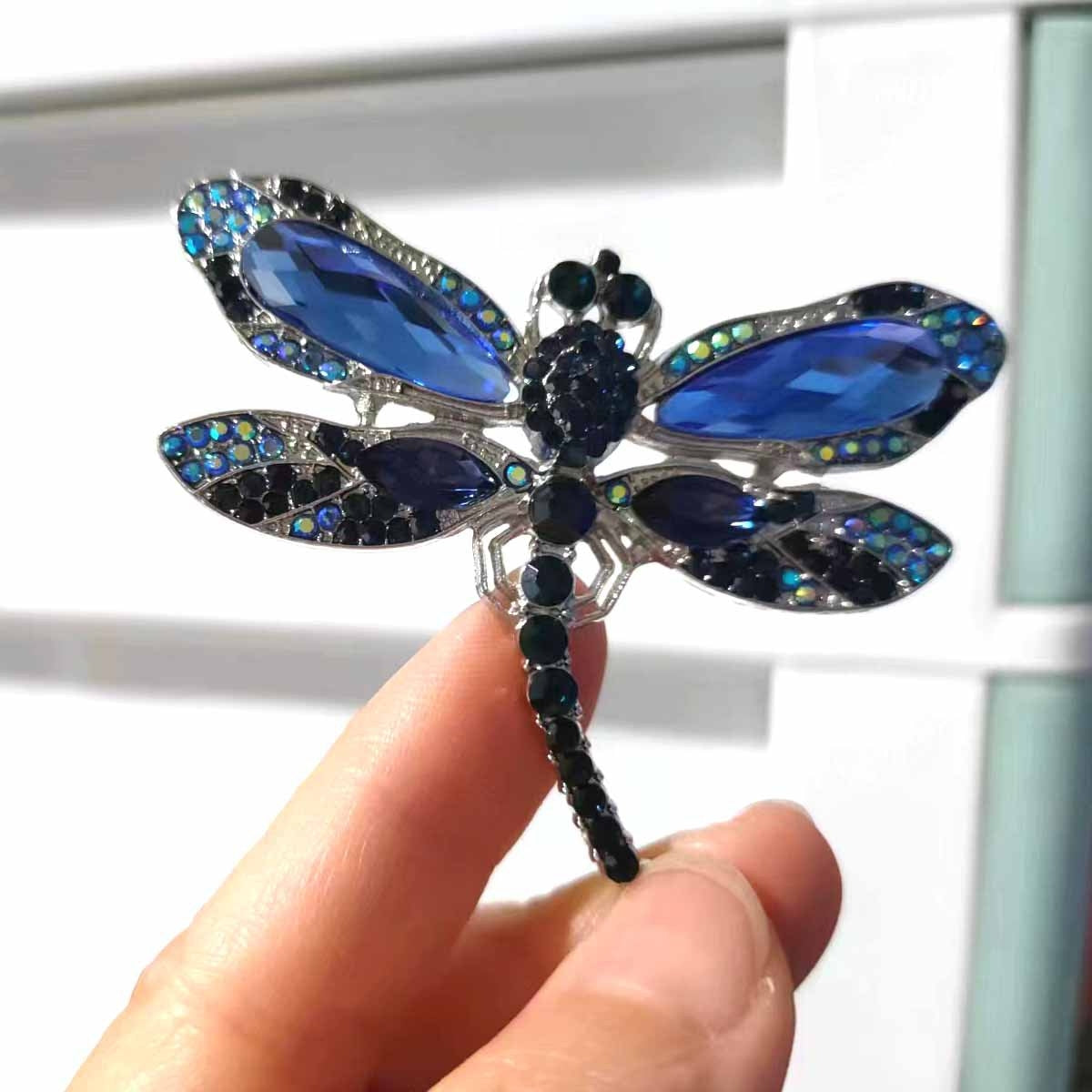 Casual Elegant Dragonfly Rhinestone Brooch Scarf Ring for Women