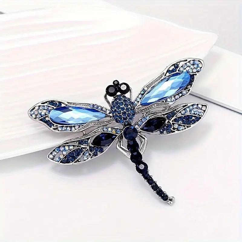 Casual Elegant Dragonfly Rhinestone Brooch Scarf Ring for Women