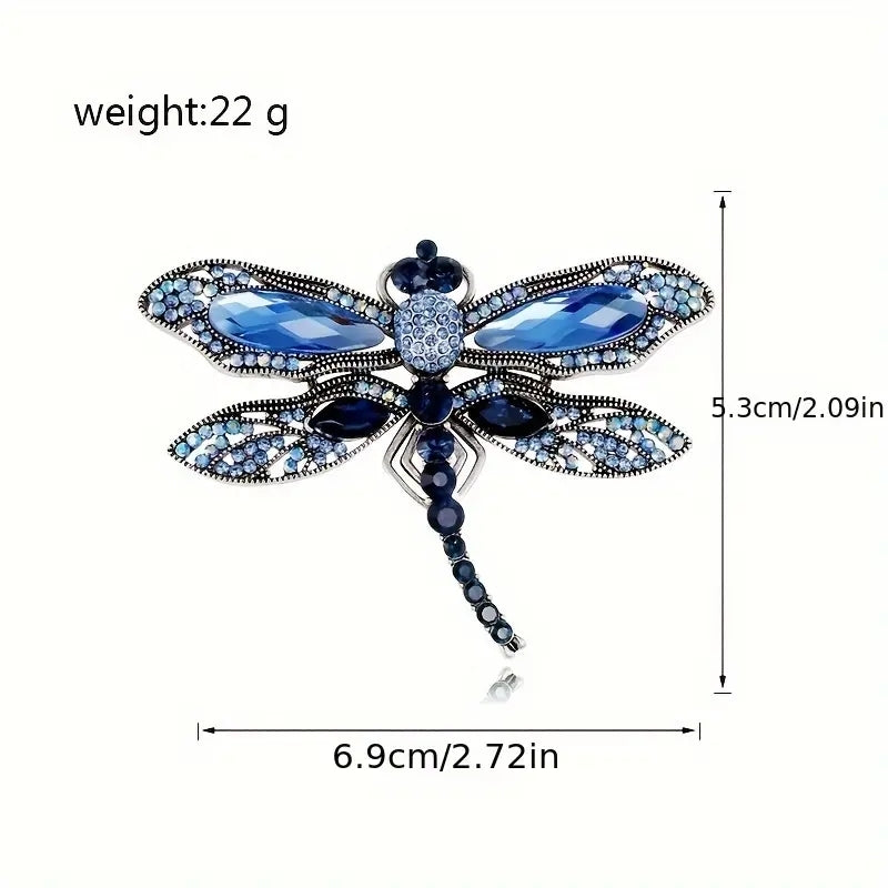 Casual Elegant Dragonfly Rhinestone Brooch Scarf Ring for Women