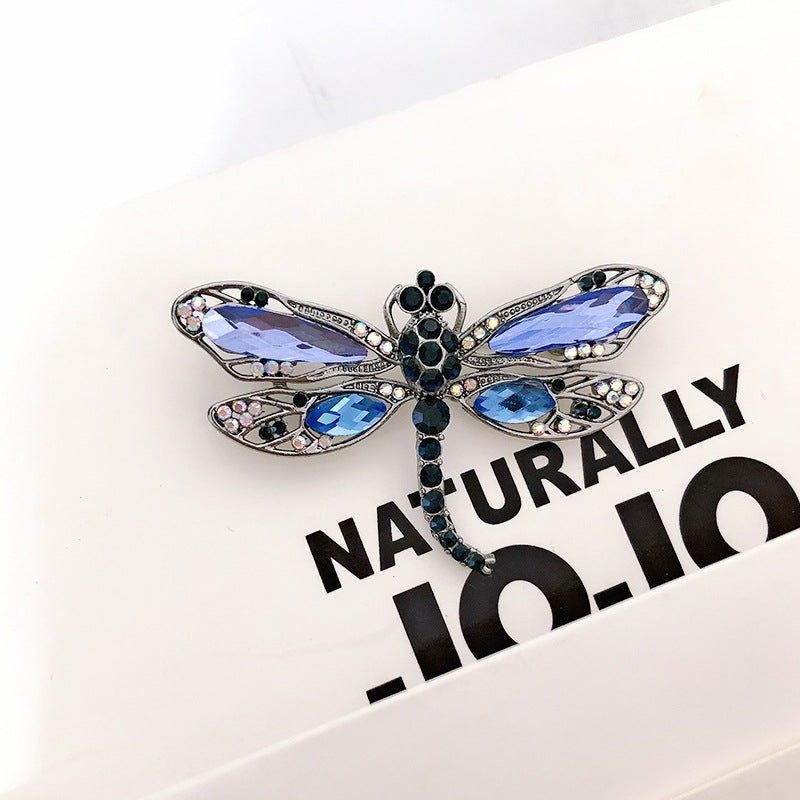 Casual Elegant Dragonfly Rhinestone Brooch Scarf Ring for Women