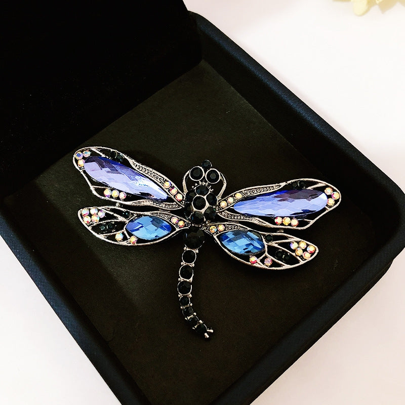 Casual Elegant Dragonfly Rhinestone Brooch Scarf Ring for Women