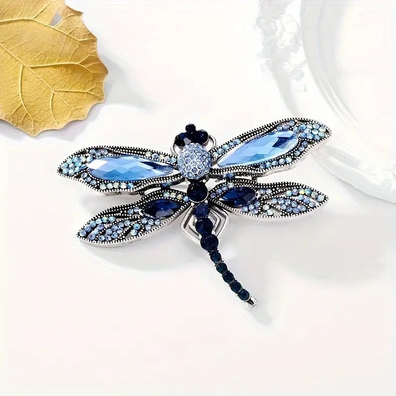 Casual Elegant Dragonfly Rhinestone Brooch Scarf Ring for Women