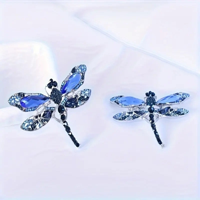 Casual Elegant Dragonfly Rhinestone Brooch Scarf Ring for Women