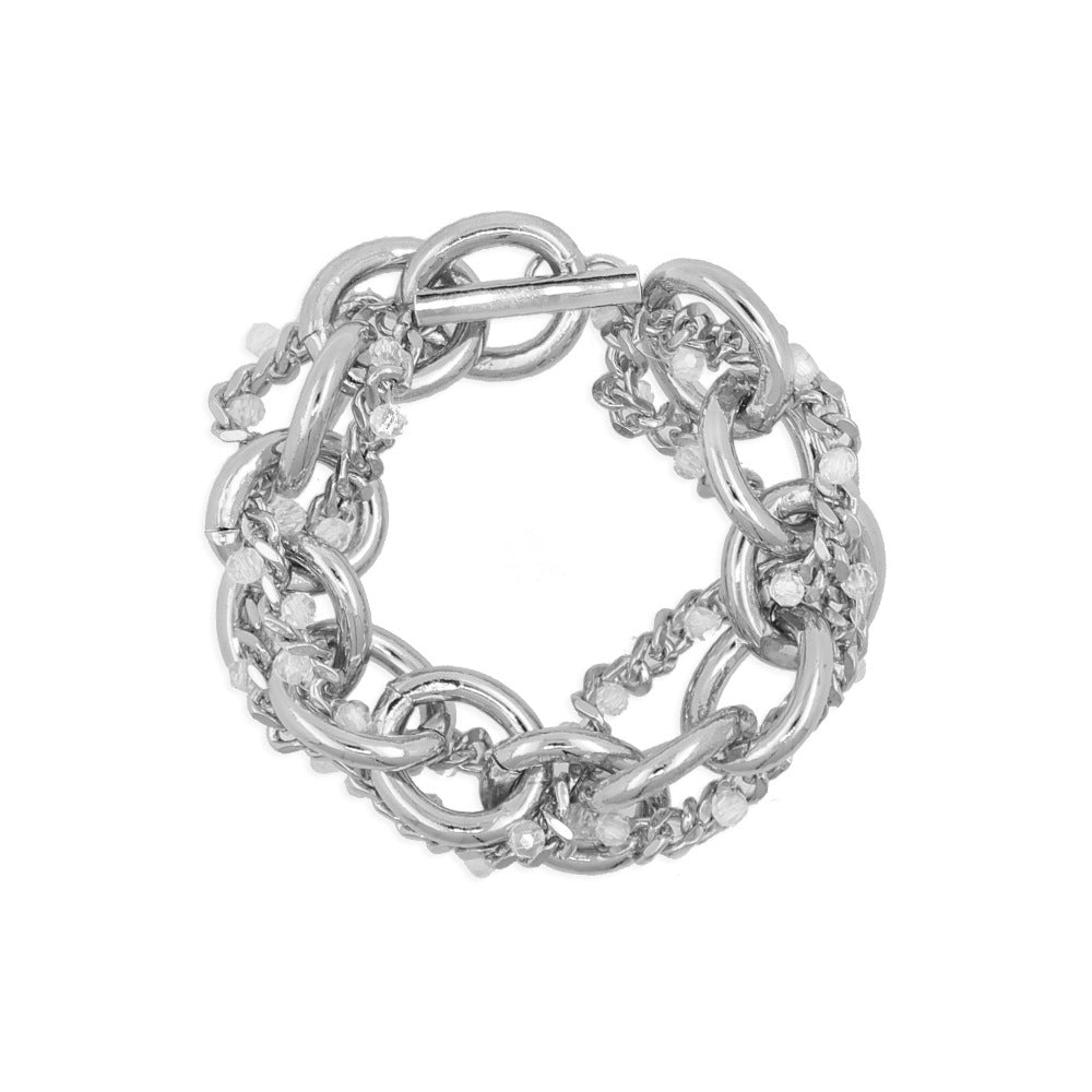 Casual Exaggerated Solid Color Glass Crystal Aluminum Chain Bracelets