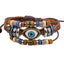 Casual Eye PU Leather Beaded Braid Unisex Cowhide Bracelets - Korean Fashion Retro Jewelry